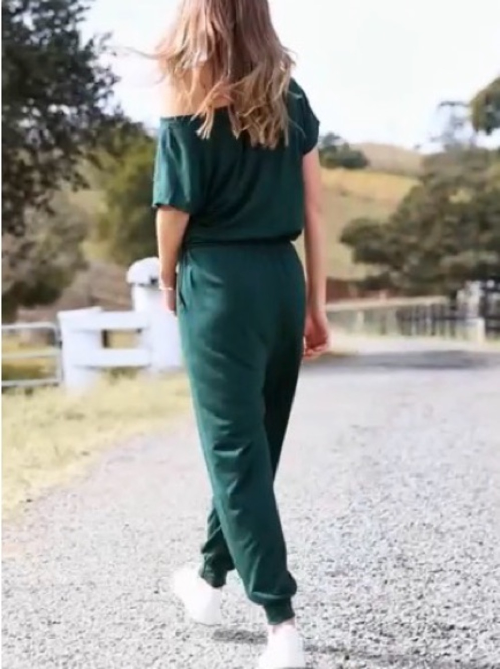Off-Shoulder Black Casual Jumpsuit with Drawstring Waist - Picture 3 of 6